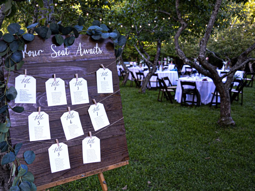 String Lights in Orchard for DIY Rustic Farm Wedding
