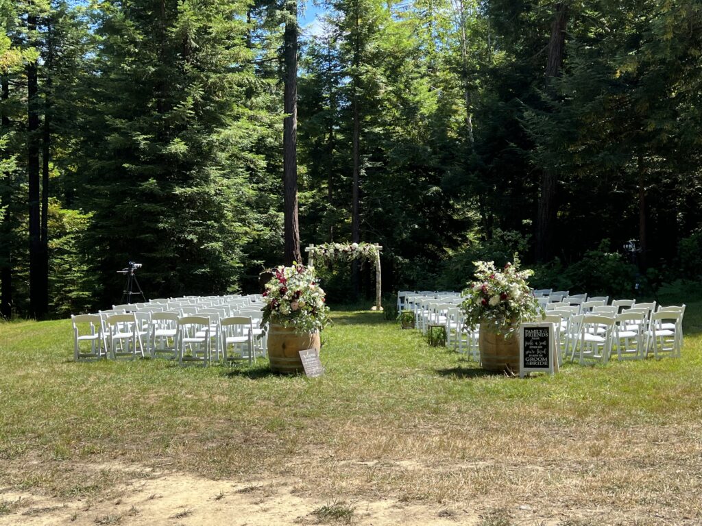 Ceremony area for a wedding set-up in our forest area …